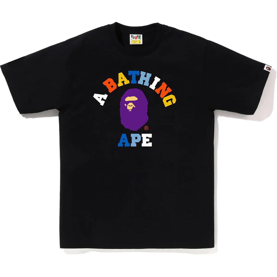 Black Extra Large Bape Colors College T Shirt: Black Extra Large Bape Colors College T Shirt This is an authentic Bape Colors College Black Tee in un-used and unworn condition. The shirt is sized Extra Large. Specifications Brand: Bape Model: Colo
