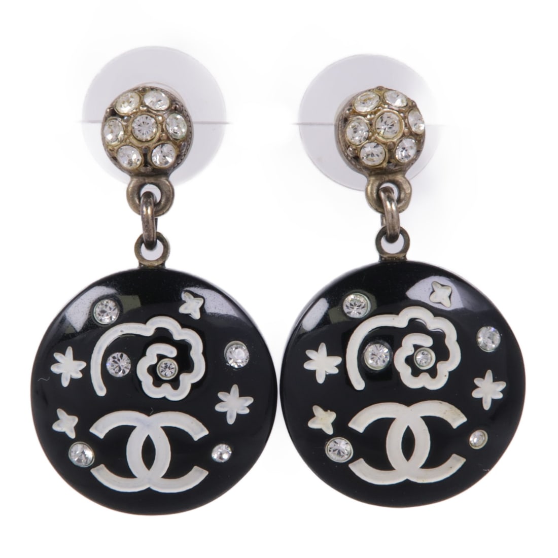 CHANEL CC Earrings Black Gold Fashion Jewelry: CHANEL CC Earrings Black Gold Fashion Jewelry Elevate your accessory collection with these exquisite CHANEL CC Earrings. Crafted in France, these pierced earrings feature a sleek black design compleme