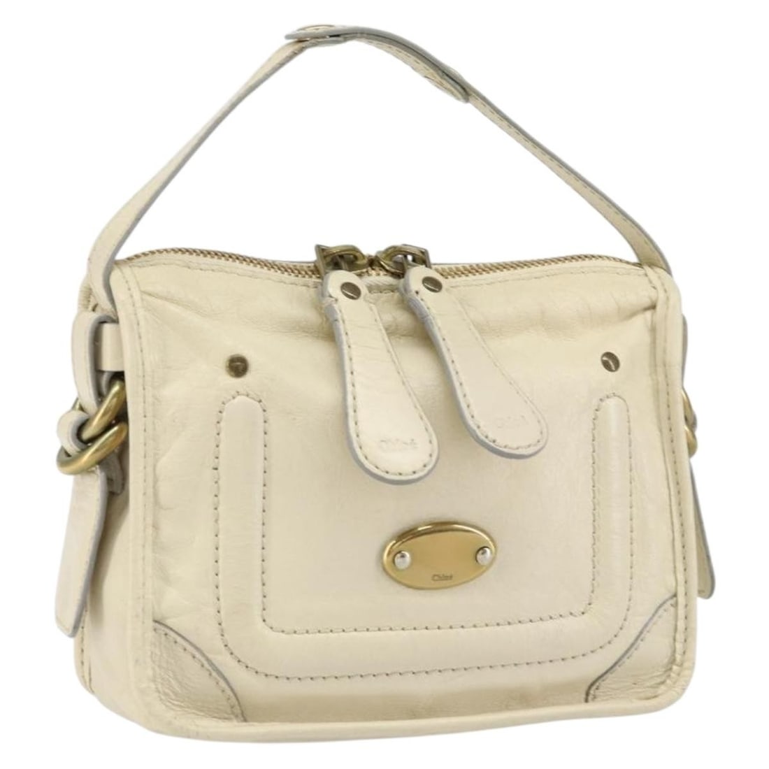 White Leather Vintage Handbag by Chloe 20cm x 15cm x 8cm (1 of 18)