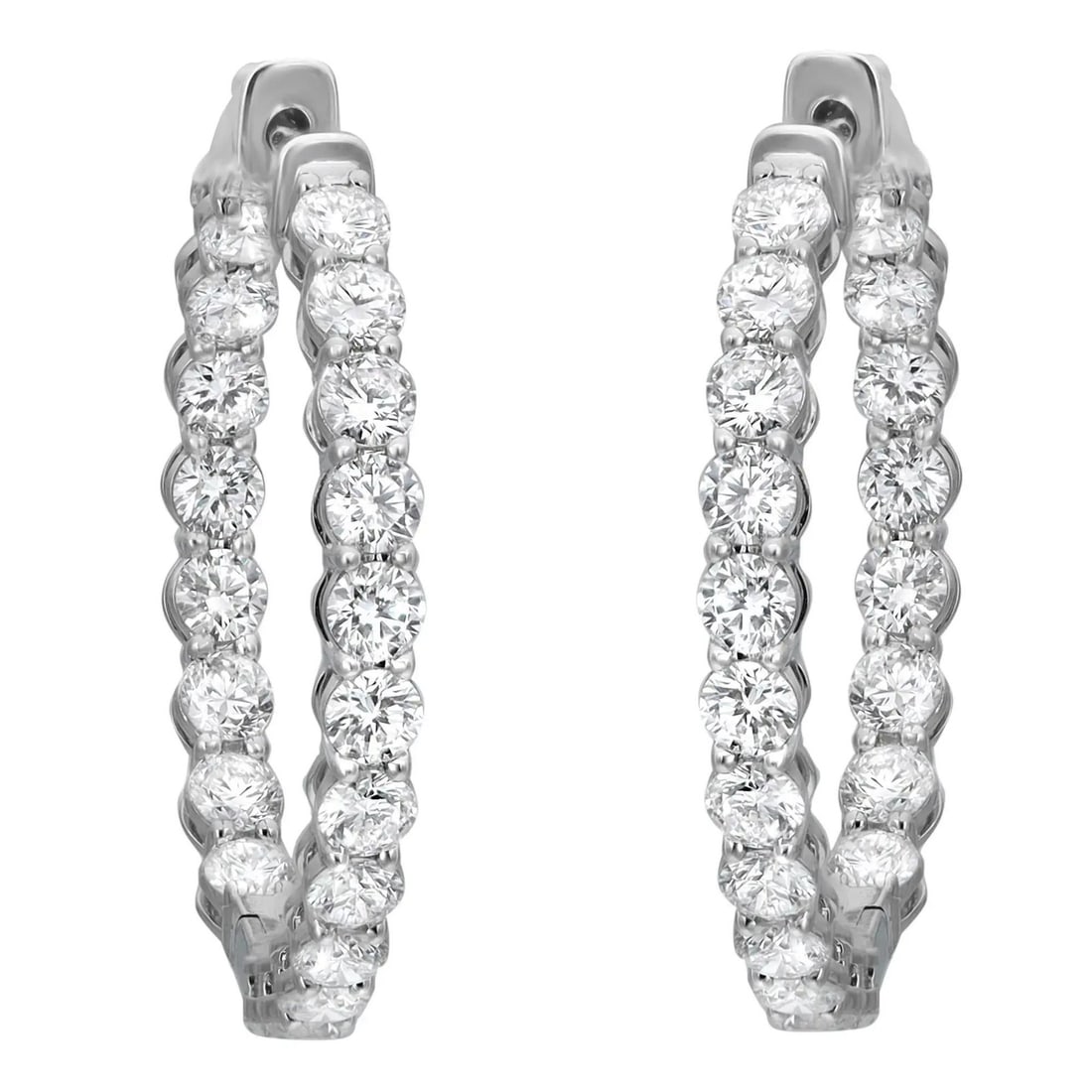 Rachel Koen 14K White Gold Huggie Earrings with Lab Created Diamonds 2.61cttw (1 of 5)