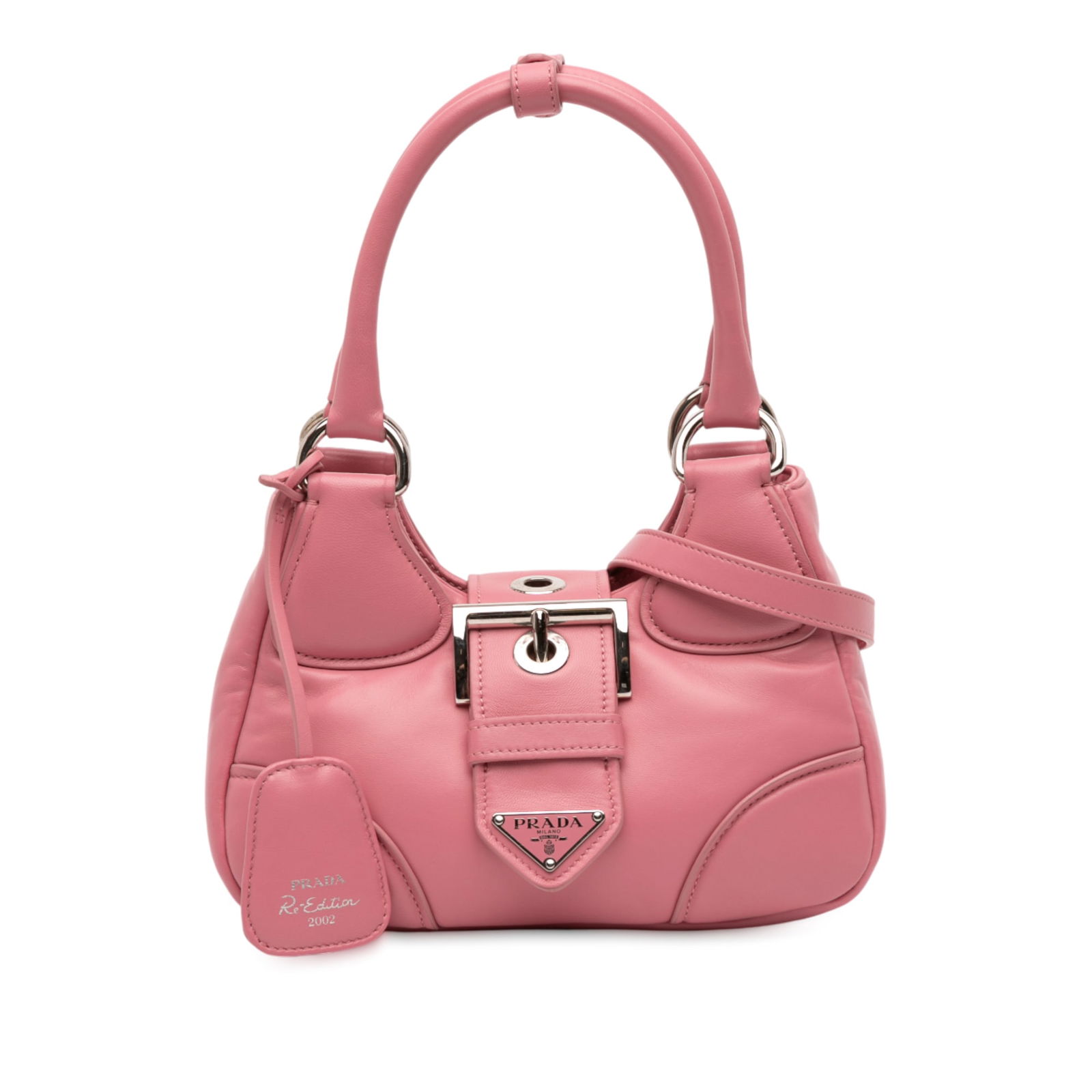 Prada Nappa Soft Padded Re Edition 2002 Moon Satchel Pink Leather (1 of 12)