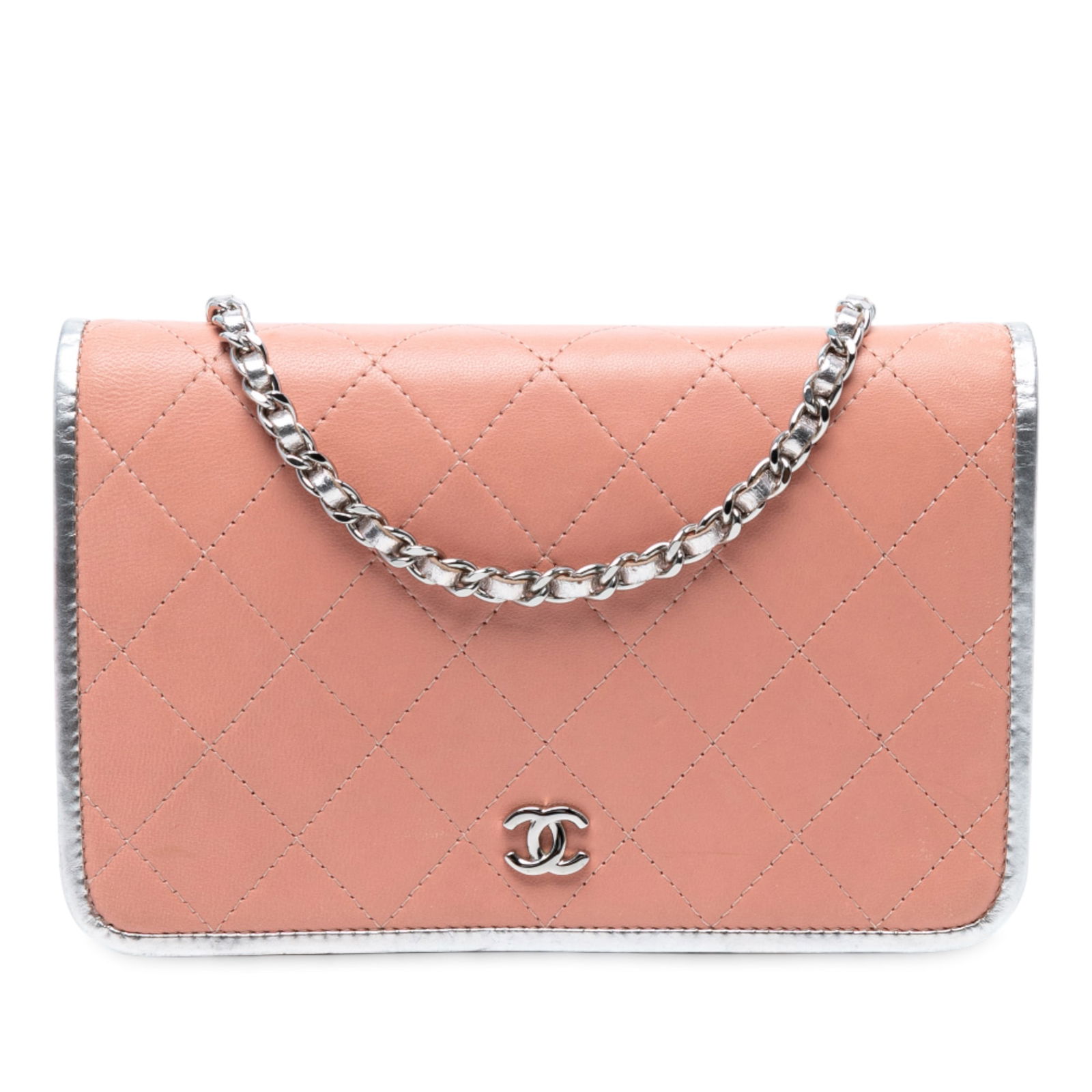 Chanel CC Quilted Bicolor Pink Lambskin Wallet On Chain (1 of 7)