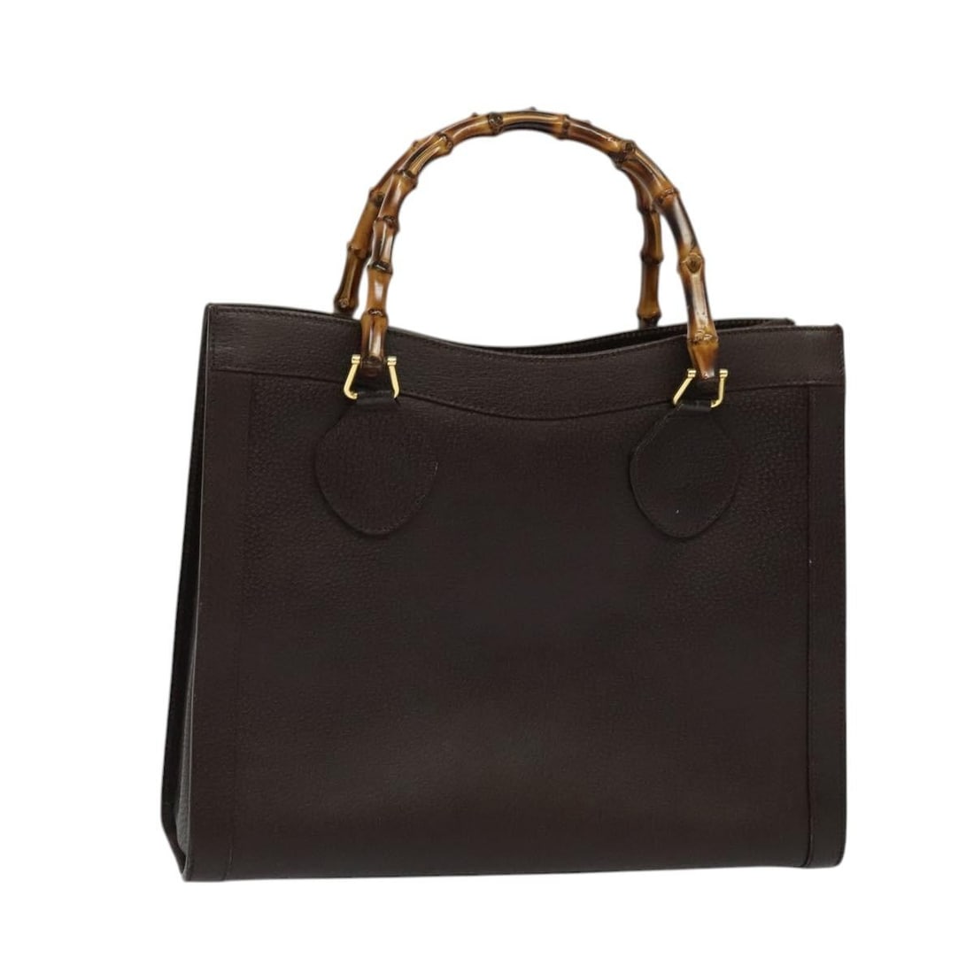 Gucci Leather Tote with Bamboo Handle Brown 34cm by 29cm by 13cm: Gucci Leather Tote with Bamboo Handle Brown 34cm by 29cm by 13cm This Gucci Bamboo Handle Tote in brown leather is designed for women and features a structured silhouette with the brand's signature ba