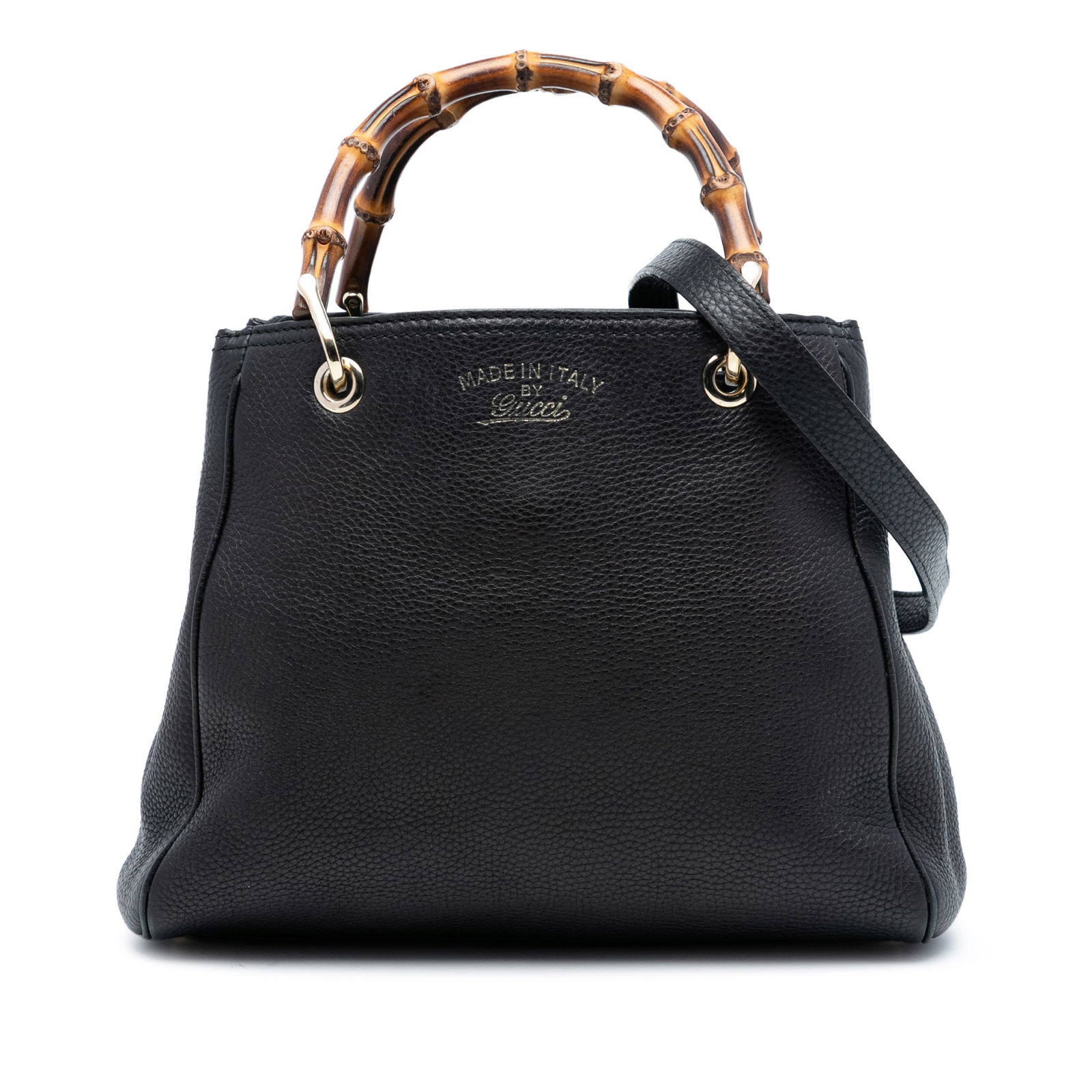 Gucci Bamboo Handle Black Leather Small Shopper Satchel with Detachable Strap (1 of 7)