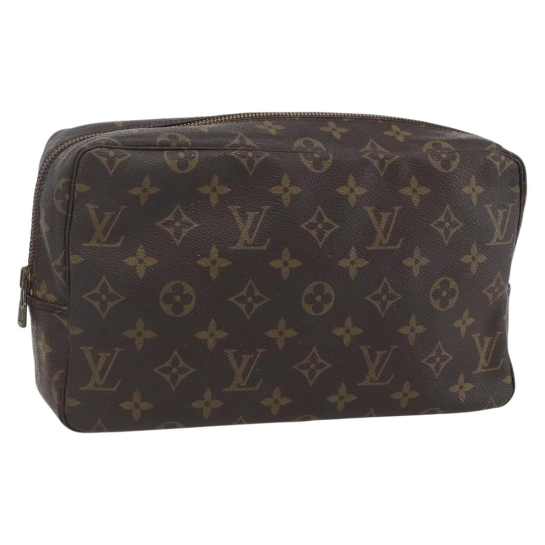 Monogram Canvas Trousse Toilette 28 Bag by Louis Vuitton: Monogram Canvas Trousse Toilette 28 Bag by Louis Vuitton This pre-owned Louis Vuitton Trousse Toilette 28 clutch bag features the signature Monogram canvas in brown. Designed for unisex use, it is cra