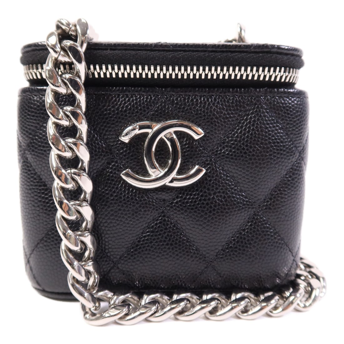 Chanel Mini Vanity Shoulder Bag Black Calfskin Leather with Silver Hardware (1 of 17)
