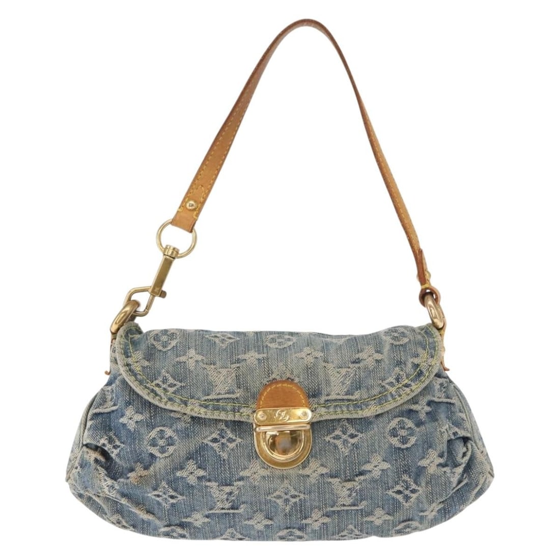 Denim Pleaty Bag by Louis Vuitton Blue Spain: Denim Pleaty Bag by Louis Vuitton Blue Spain This Louis Vuitton Pleaty Handbag features a blue denim jeans material and is designed for women. The bag is crafted in Spain and showcases a stylish, casu