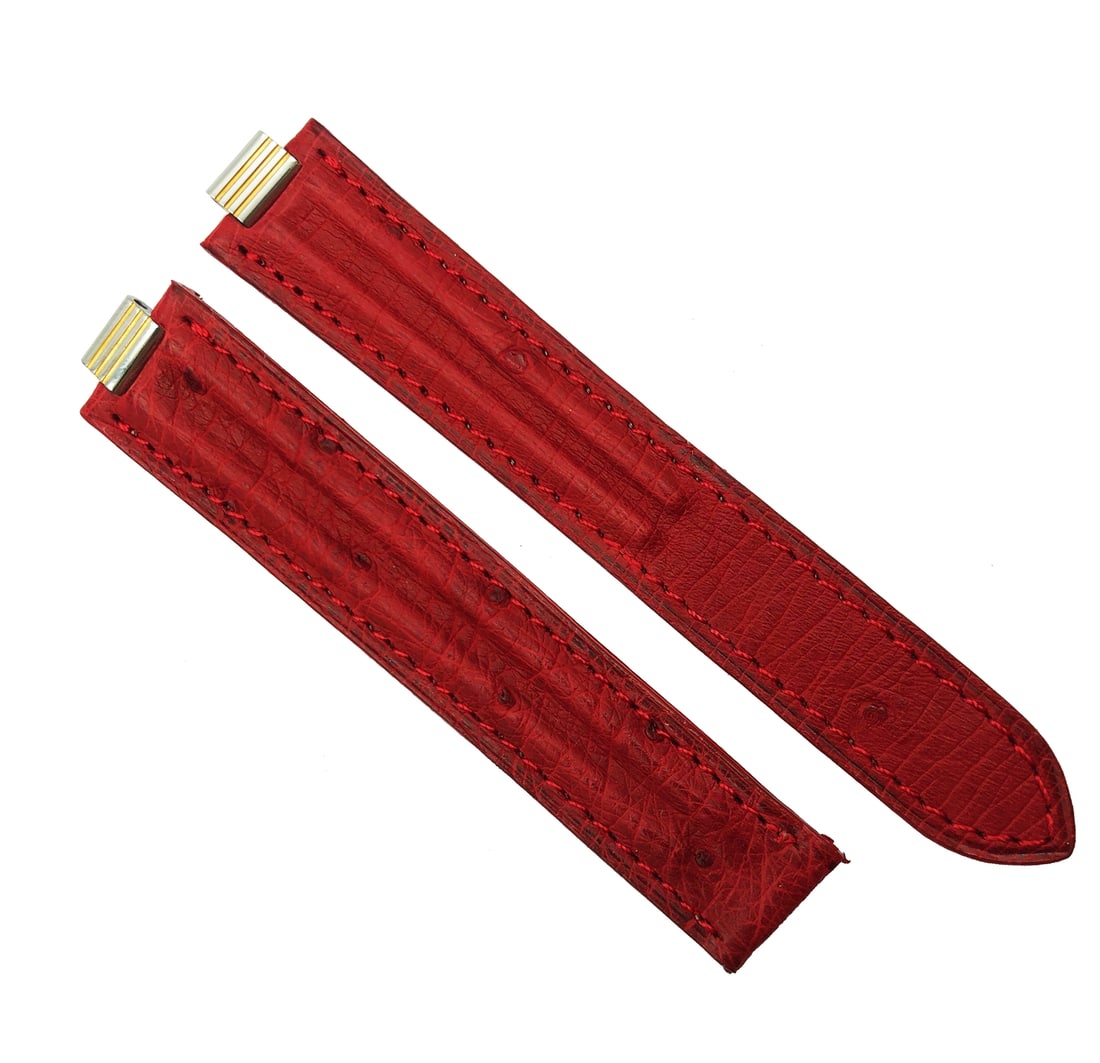 Cartier 8mm Red Alligator Leather Watch Strap Deployant Clasp 5806A20ODHI: Cartier 8mm Red Alligator Leather Watch Strap Deployant Clasp 5806A20ODHI Enhance your timepiece with this Cartier 8mm Red Alligator Leather Strap featuring a deployant clasp. This luxurious wristwatc