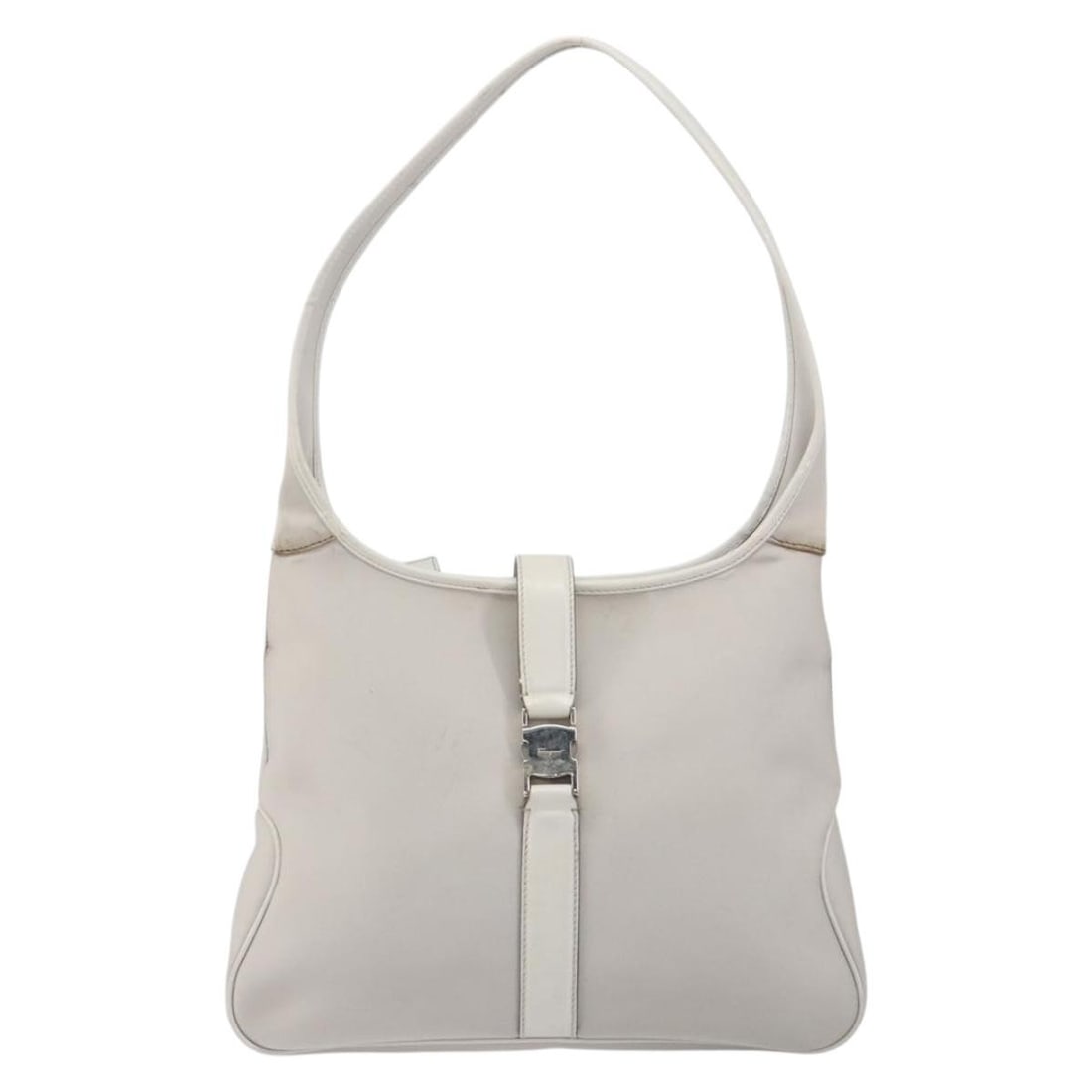 Salvatore Ferragamo Gray Nylon Vintage Shoulder Purse: Salvatore Ferragamo Gray Nylon Vintage Shoulder Purse This Salvatore Ferragamo vintage shoulder bag features a gray nylon exterior with leather accents. Designed for women, the bag offers a spacious i