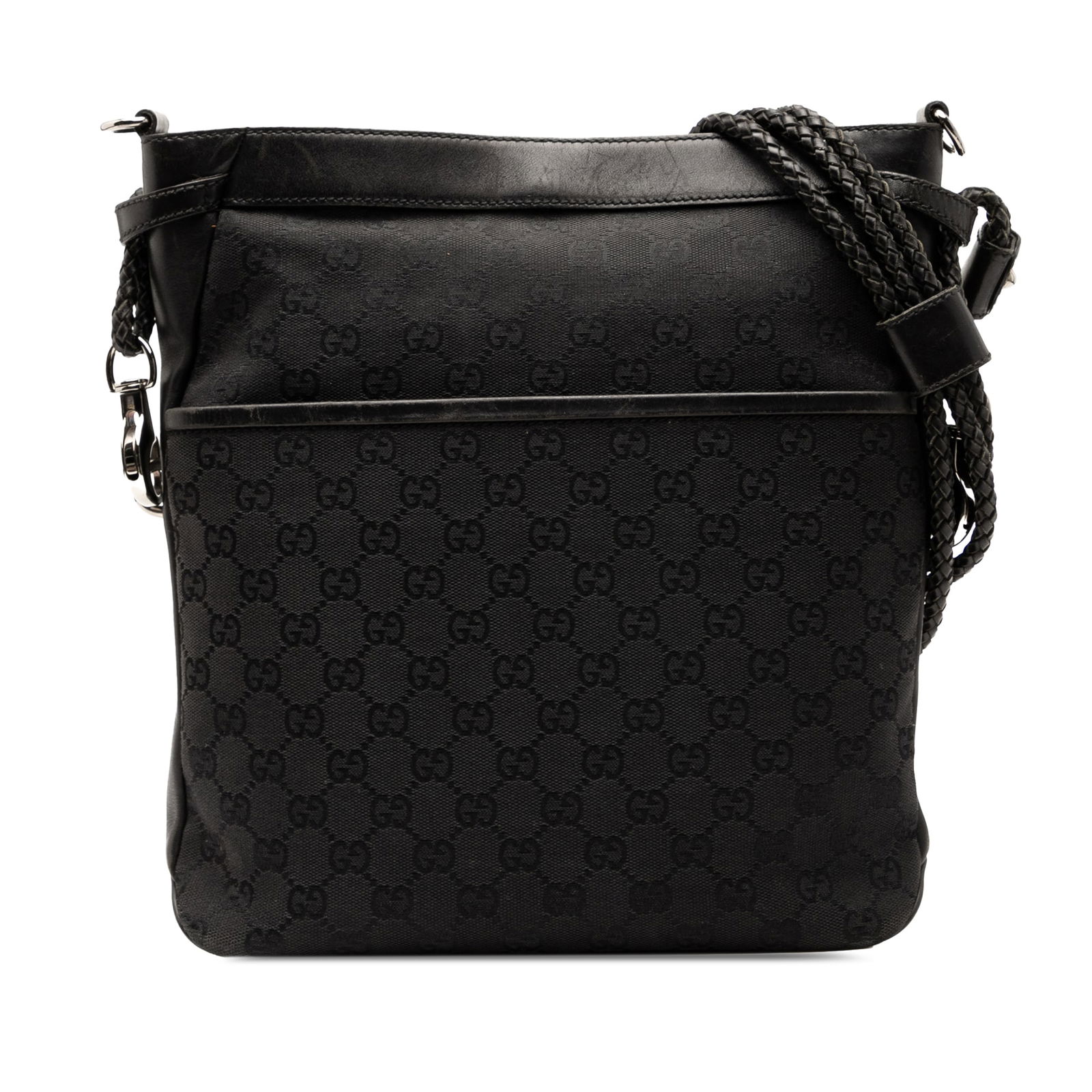Gucci GG Canvas Crossbody Bag Black with Leather Trim (1 of 7)