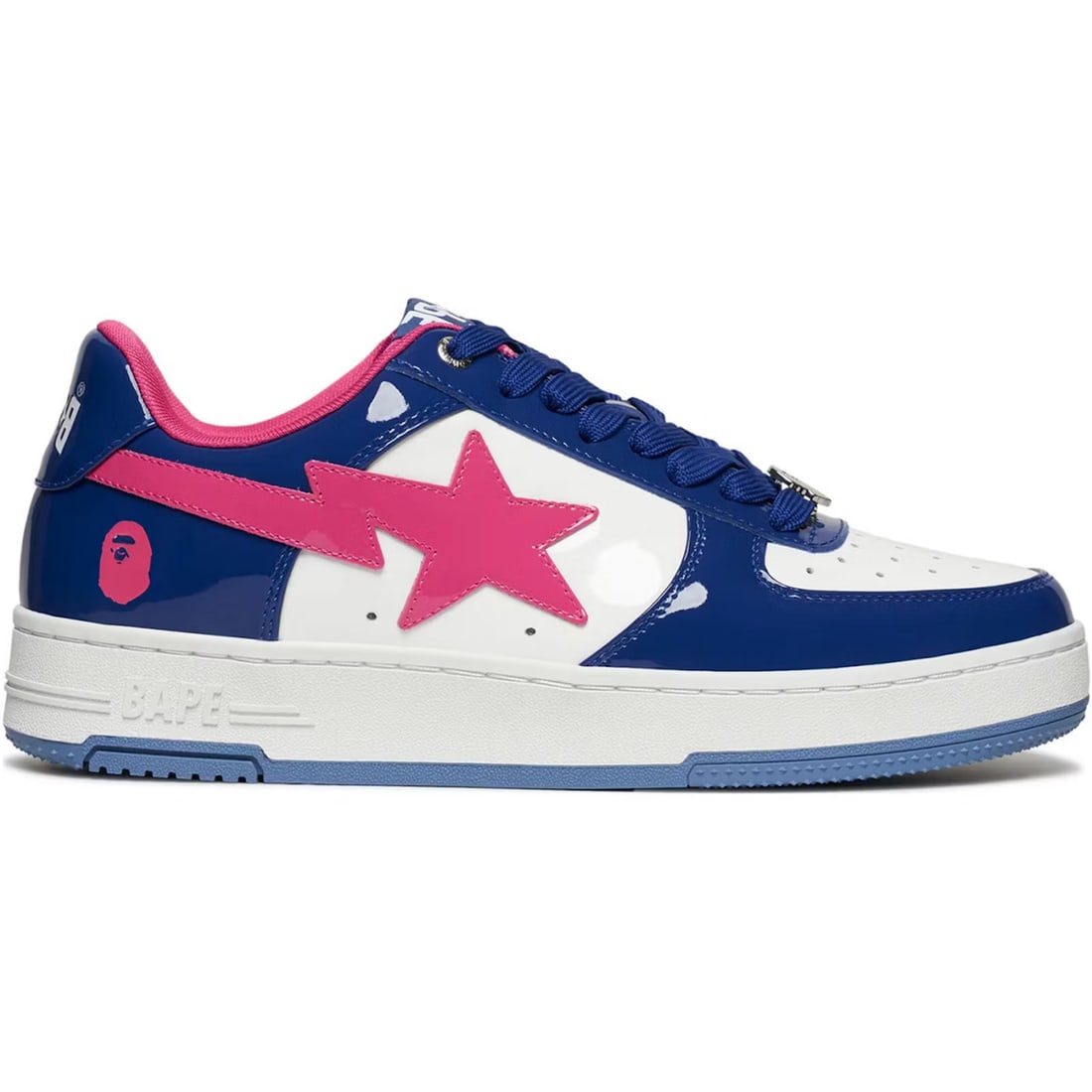 Blue Bape Sta #1 Sneakers by A Bathing Ape Low Top Streetwear Shoes: Blue Bape Sta #1 Sneakers by A Bathing Ape Low Top Streetwear Shoes The A Bathing Ape Bape Sta #1 in Blue showcases a smooth leather upper in the brand's iconic blue shade, accented by the signature s
