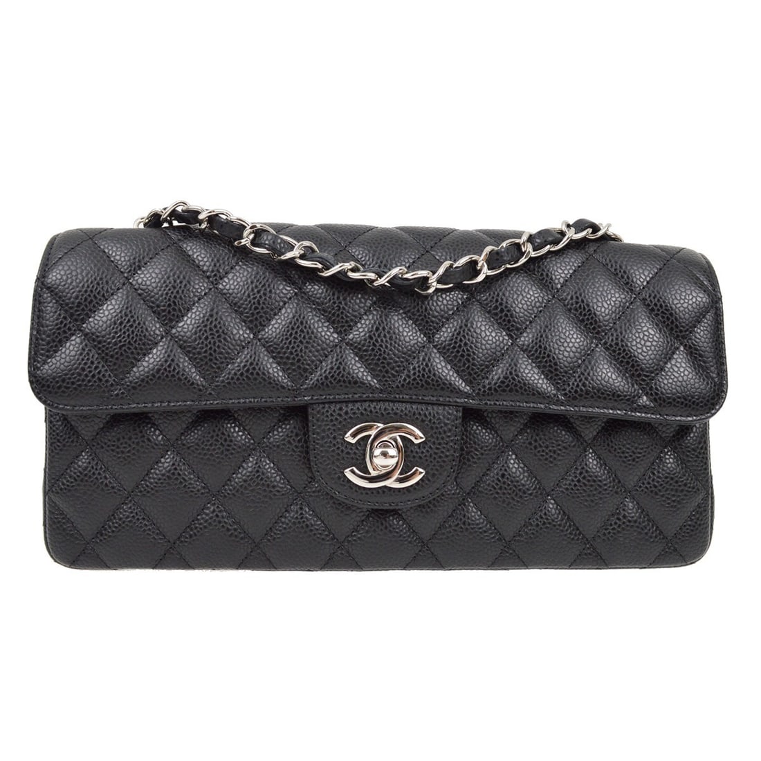 Chanel Black Caviar Skin East West Shoulder Bag with Chain Strap (1 of 6)
