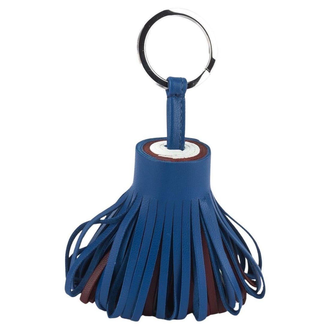 Hermes Carmen Tassel Key Holder Lambskin Bleu Silver Hardware: Hermes Carmen Tassel Key Holder Lambskin Bleu Silver Hardware Introducing the luxurious Hermes Carmen Tassel Key Holder, a perfect blend of elegance and functionality. Crafted from soft lambskin leath