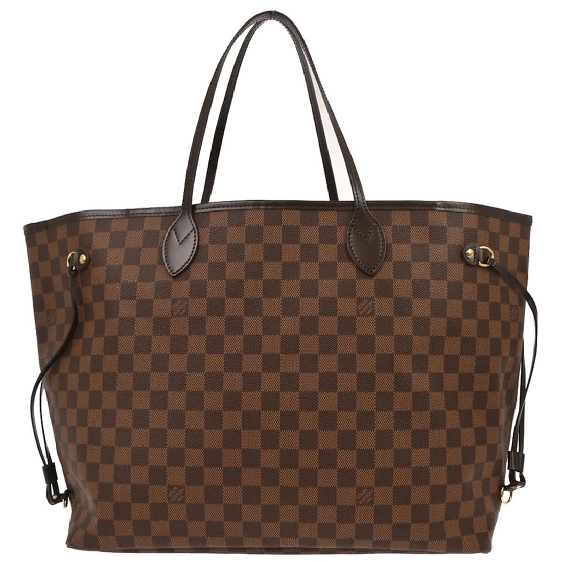 Neverfull GM Brown Damier Canvas Large Tote with Double Handles N51106: Neverfull GM Brown Damier Canvas Large Tote with Double Handles N51106 The Louis Vuitton Damier Neverfull GM Tote Handbag features a classic brown Damier canvas leather exterior with double handles an