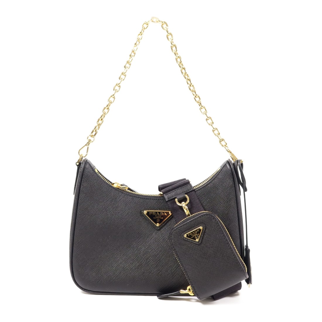 Prada Re-Edition 2005 Black Saffiano Leather Shoulder Bag with Gold Hardware (1 of 13)