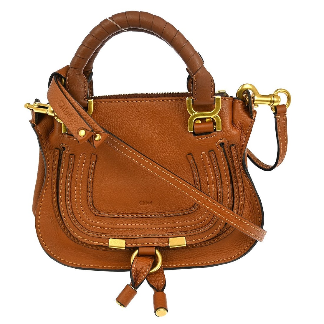 Chloe Brown Leather Marcie Satchel Bag 21cm by 15cm: Chloe Brown Leather Marcie Satchel Bag 21cm by 15cm The Chloe Marcie Satchel is a leather handbag designed for women, featuring a brown color and crafted in Italy. It measures 21cm x 15cm x 1cm. The b