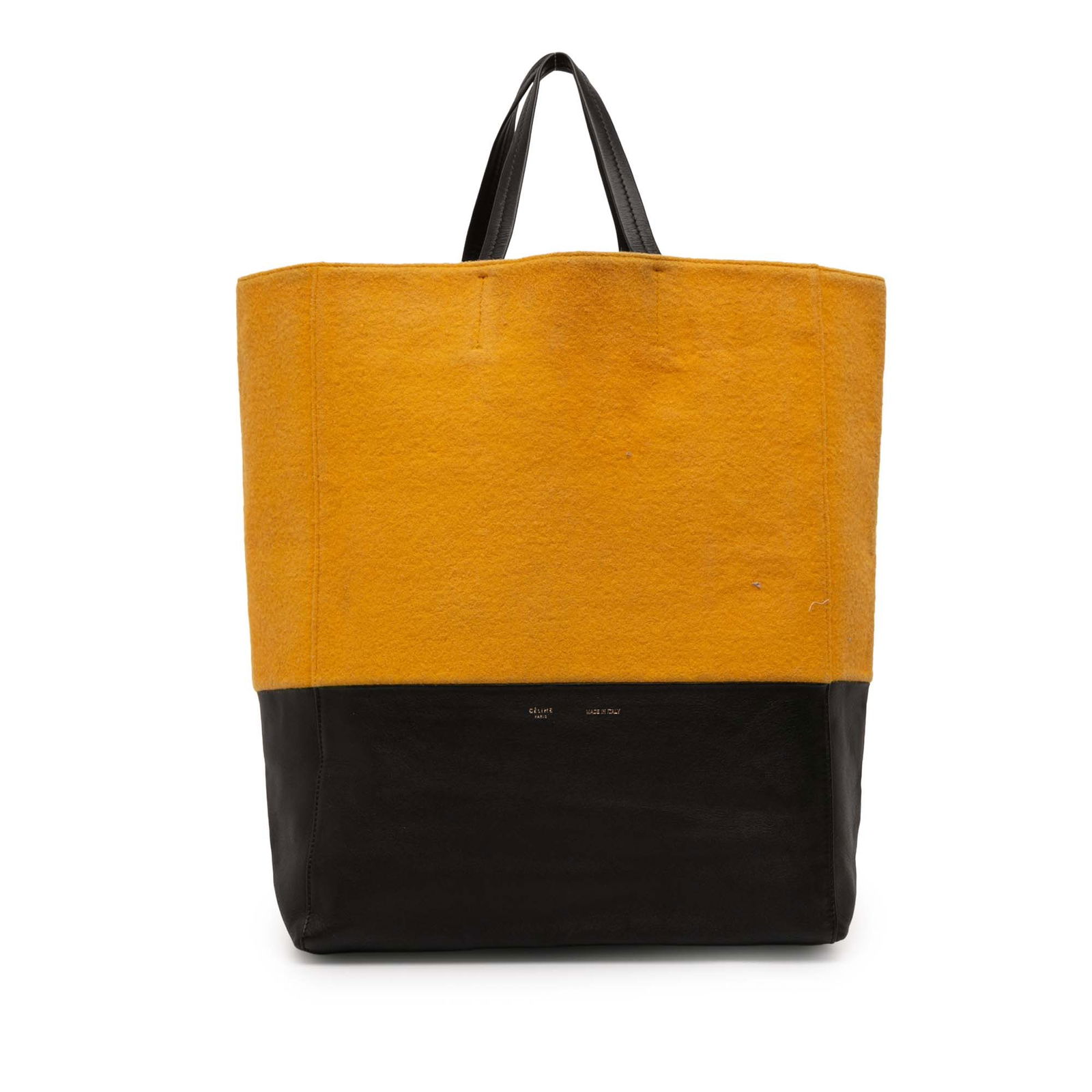 Celine Small Bicolor Suede Calfskin Vertical Cabas Tote in Orange: Celine Small Bicolor Suede Calfskin Vertical Cabas Tote in Orange Discover the elegant Celine Small Bicolor Suede and Calfskin Vertical Cabas Tote. This exquisite tote bag showcases a luxurious leathe
