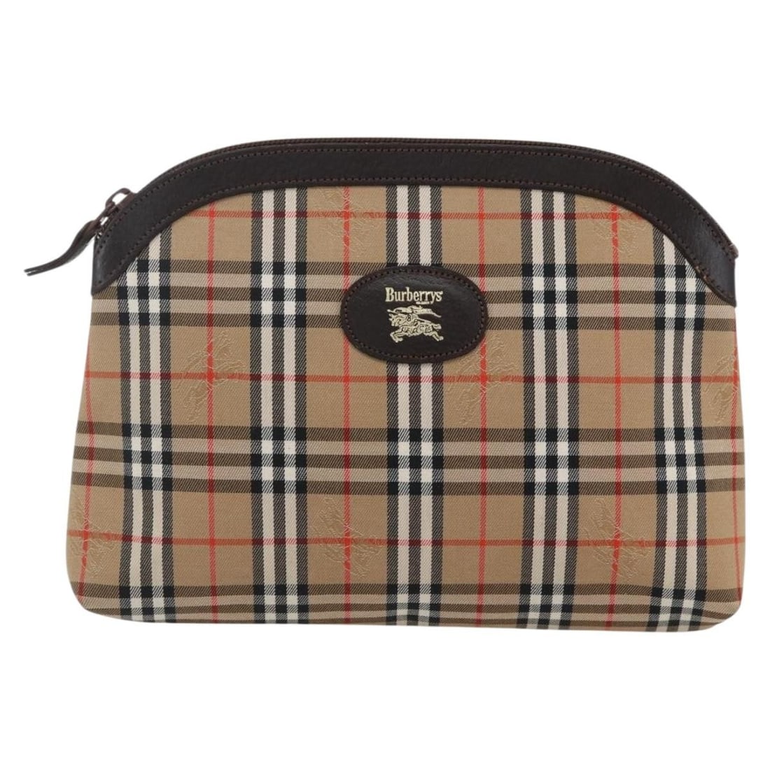 Canvas Nova Check Pochette Bag by Burberry Beige: Canvas Nova Check Pochette Bag by Burberry Beige This Burberry Nova check Pochette is crafted from beige canvas and designed for women. The exterior features the iconic Nova check pattern with leather