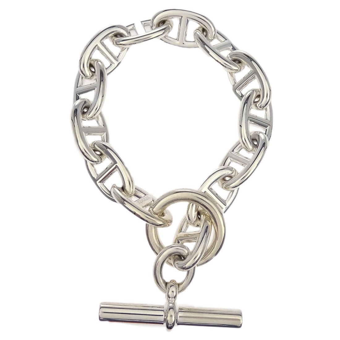 Hermes Chaine d'Ancre TGM Vintage Ag925 Silver Chain Bracelet: Hermes Chaine d'Ancre TGM Vintage Ag925 Silver Chain Bracelet This exquisite Hermes Chaine d'Ancre TGM Bracelet is a stunning piece crafted from high-quality Ag925 silver. The bracelet features a clas