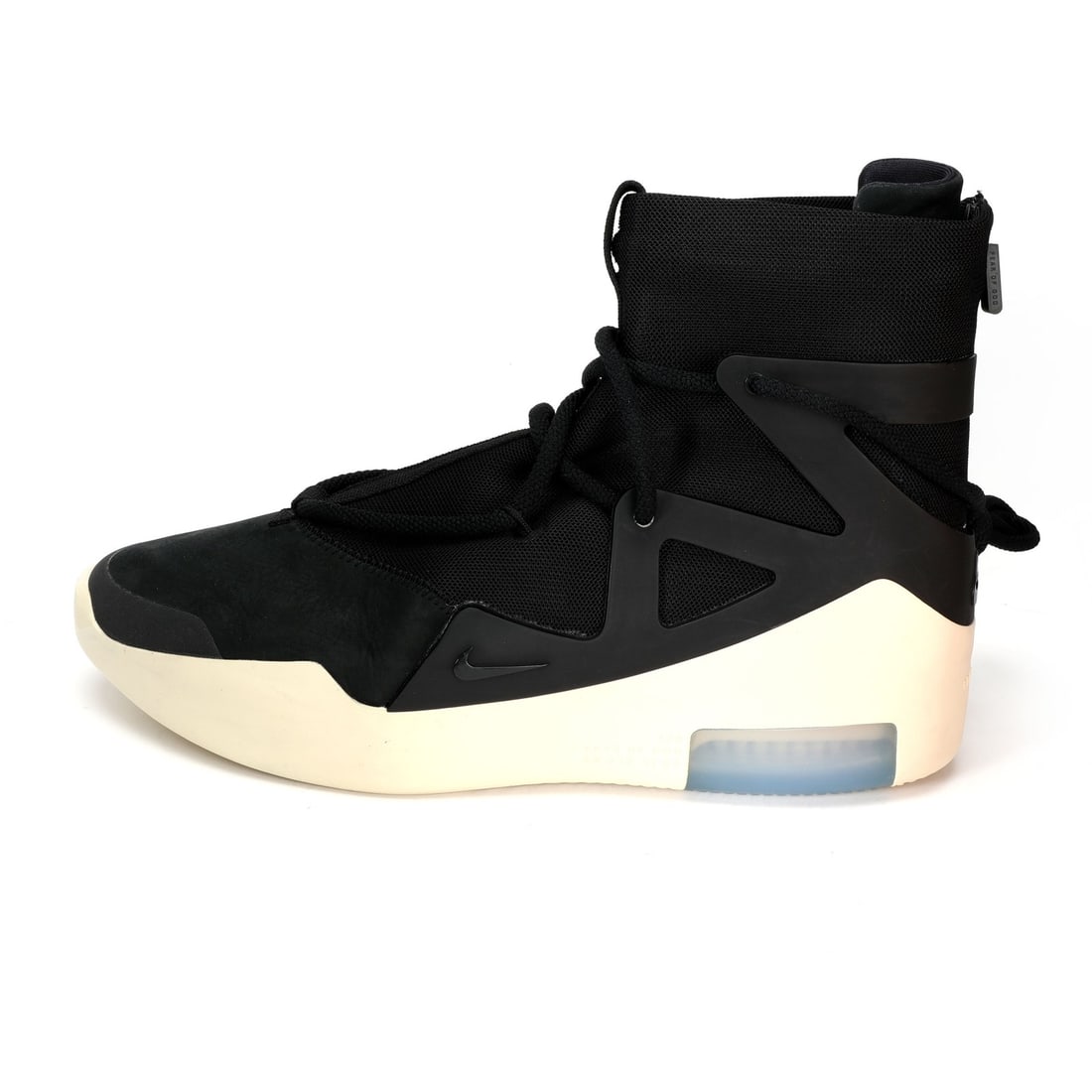 Nike Air Fear Of God 1 Black Basketball Sneakers US 9: Nike Air Fear Of God 1 Black Basketball Sneakers US 9 Elevate your sneaker collection with the Nike Air Fear Of God 1 'Black'. This stylish basketball sneaker features a sleek black suede upper, compl
