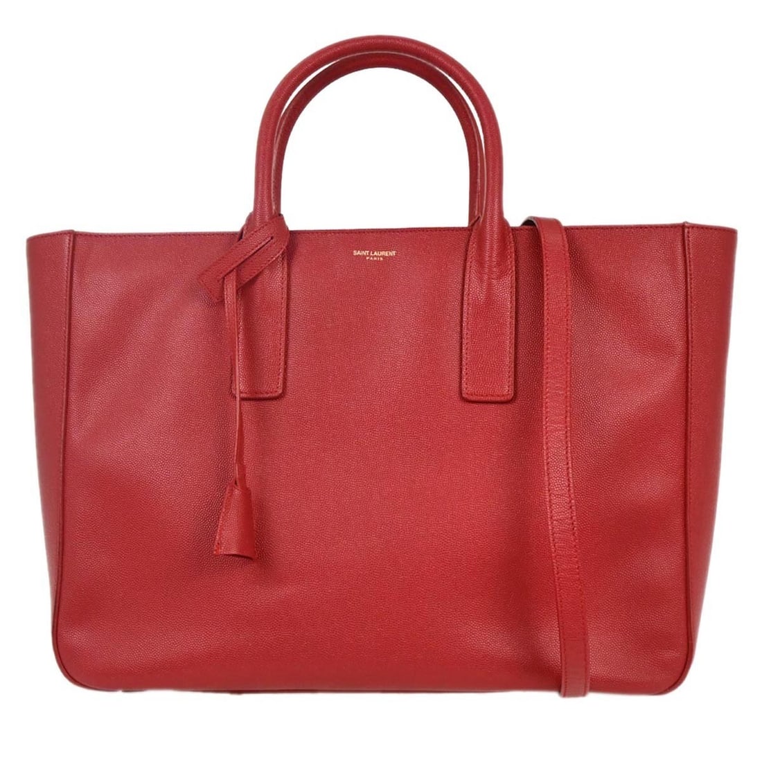 Red Leather Museum Tote Bag by Saint Laurent 36cm (1 of 10)