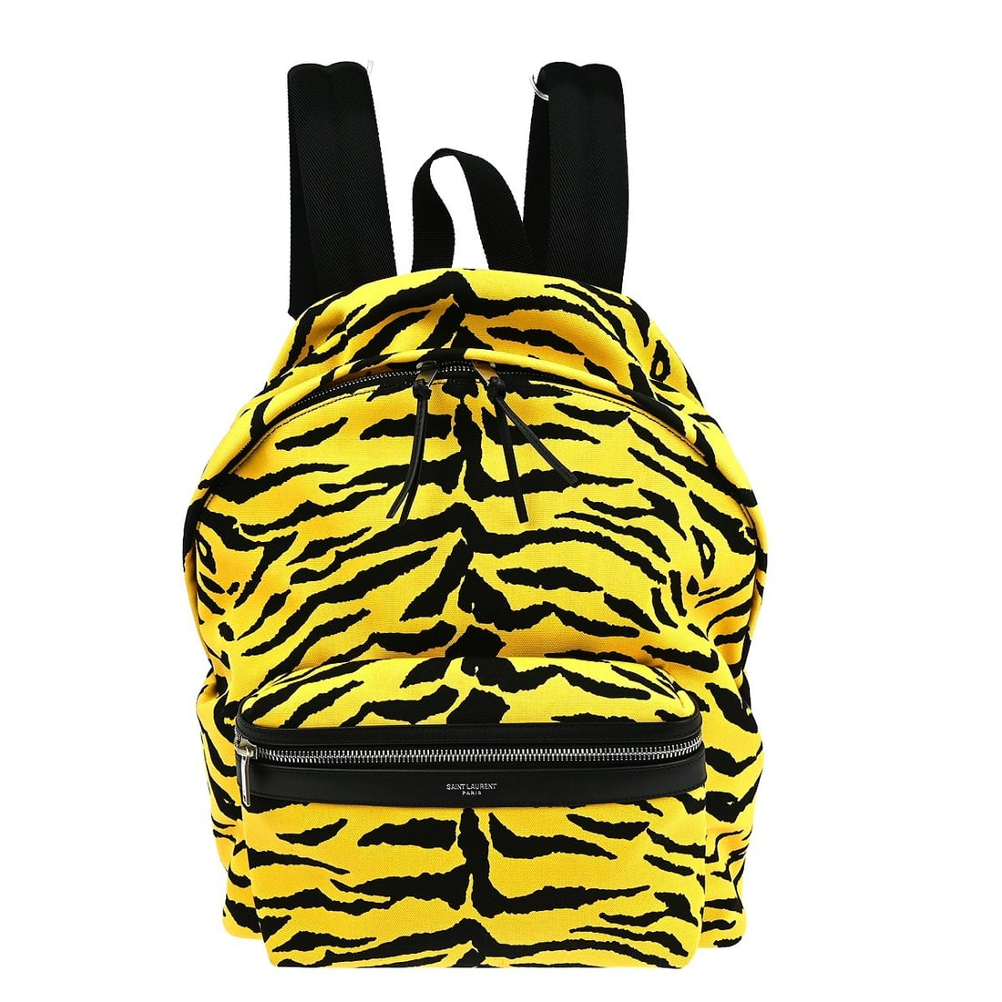 Yellow Canvas Backpack by Saint Laurent City Model 30x33x13cm: Yellow Canvas Backpack by Saint Laurent City Model 30x33x13cm The Saint Laurent City Backpack for women features a vibrant yellow printed canvas construction, combining style and practicality. Designe