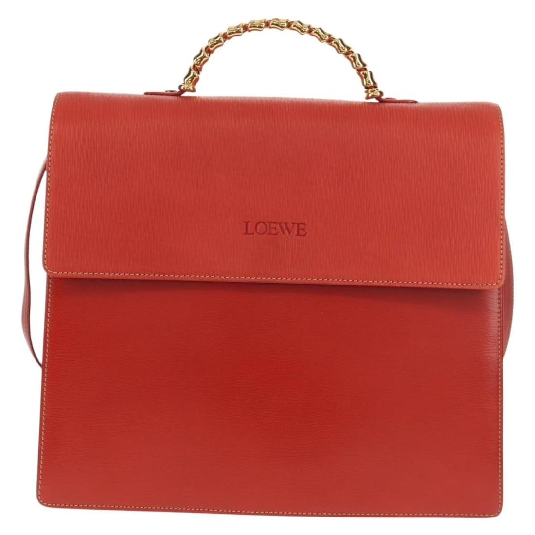 Red Loewe Velazquez Leather Vintage Top Handle Bag: Red Loewe Velazquez Leather Vintage Top Handle Bag This Loewe Vintage Velazquez Top Handle Bag is crafted from red leather and designed for women. The bag features a single top handle and includes a s