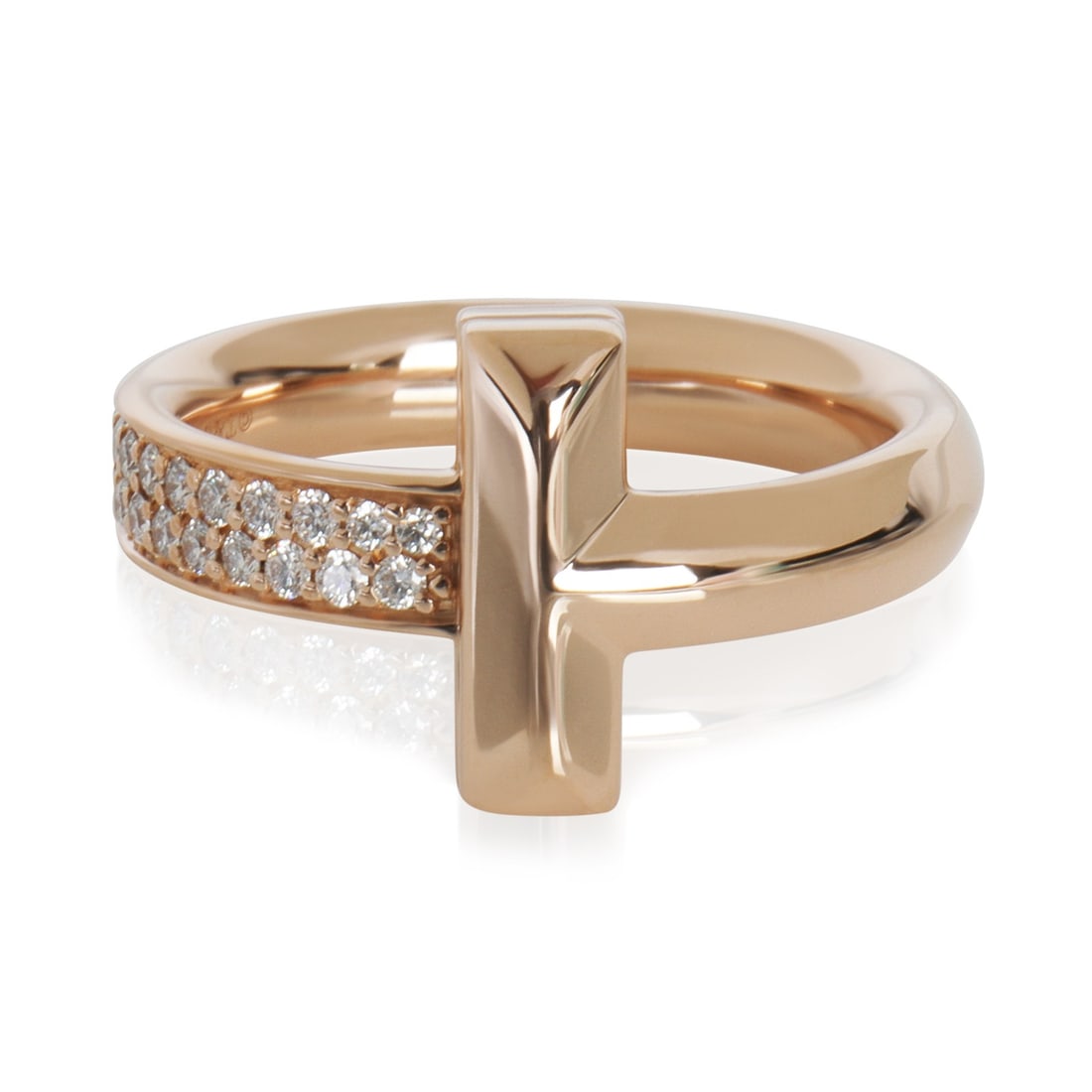 Tiffany T T1 18k Rose Gold Diamond Ring Size 9.5 (1 of 5)