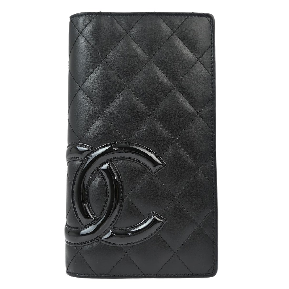 Chanel Black Calfskin Cambon Ligne Bifold Wallet with CC Pattern: Chanel Black Calfskin Cambon Ligne Bifold Wallet with CC Pattern This Chanel Cambon Ligne Long Wallet is a luxurious accessory crafted from premium black calfskin leather. Its elegant bifold design fe