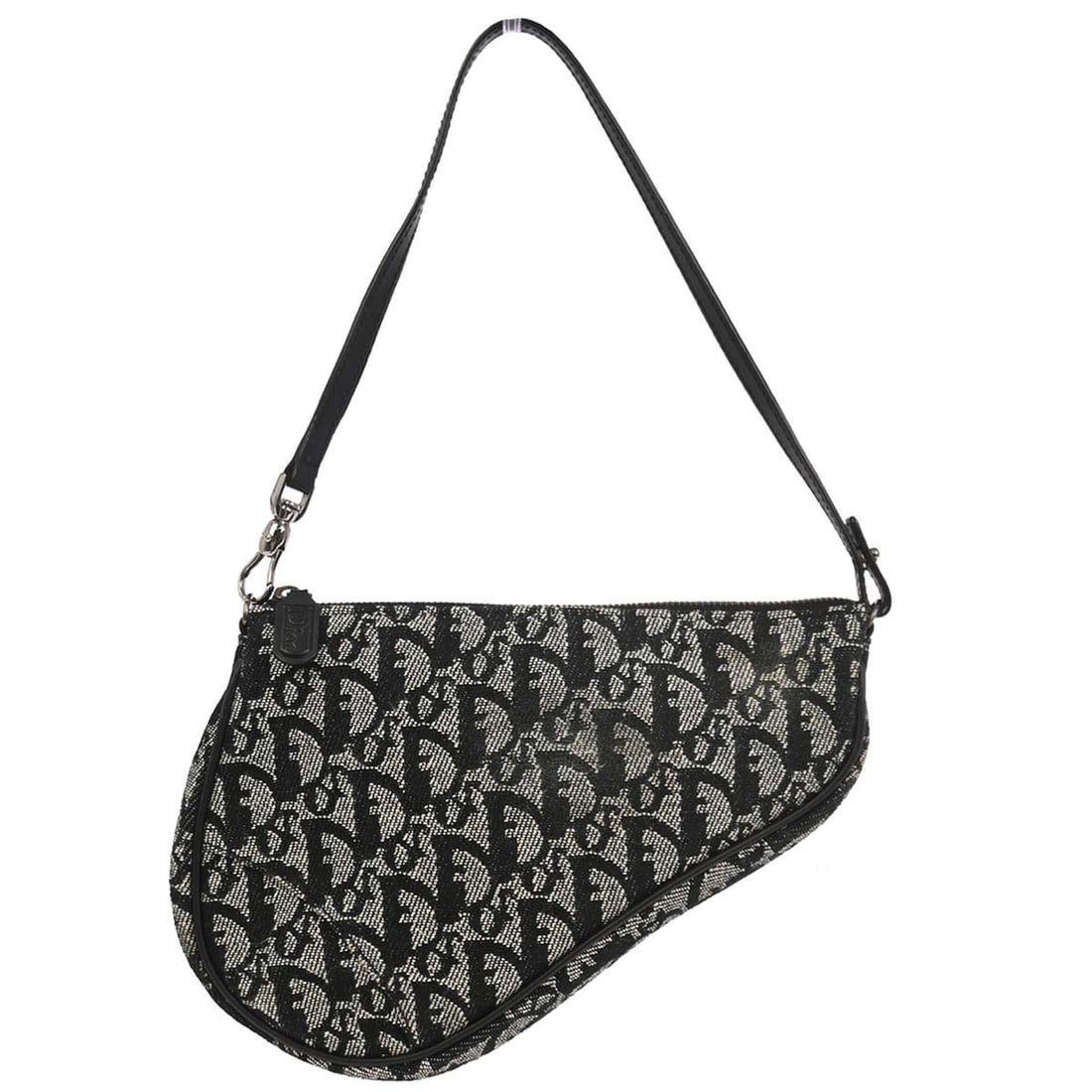 Dior Saddle Bag Black Canvas Leather Small Shoulder MC0042: Dior Saddle Bag Black Canvas Leather Small Shoulder MC0042 This Christian Dior Saddle handbag features the signature black Trotter pattern in a compact small size. Crafted from a combination of canvas