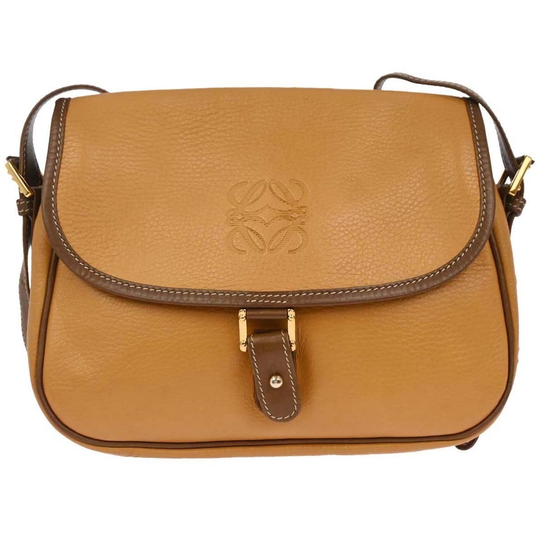 Loewe Medium Brown Leather Shoulder Bag with Magnetic Closure and Inner Pockets: Loewe Medium Brown Leather Shoulder Bag with Magnetic Closure and Inner Pockets This is a Loewe shoulder bag crafted from brown leather. The medium-sized bag features a magnetic closure, leather shoul
