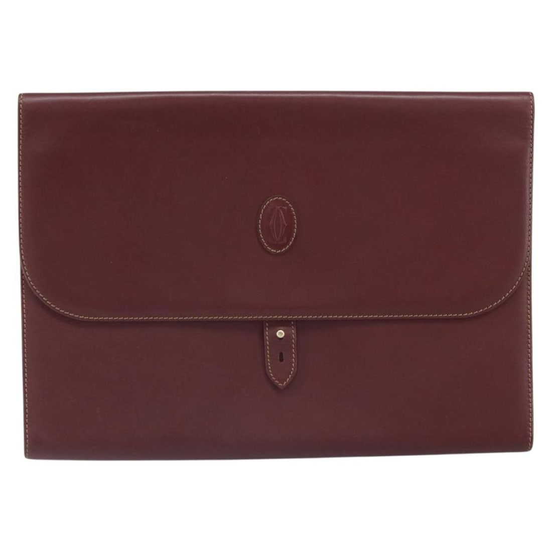 Leather Burgundy Clutch Bag Must de Cartier 34cm by 25cm (1 of 18)