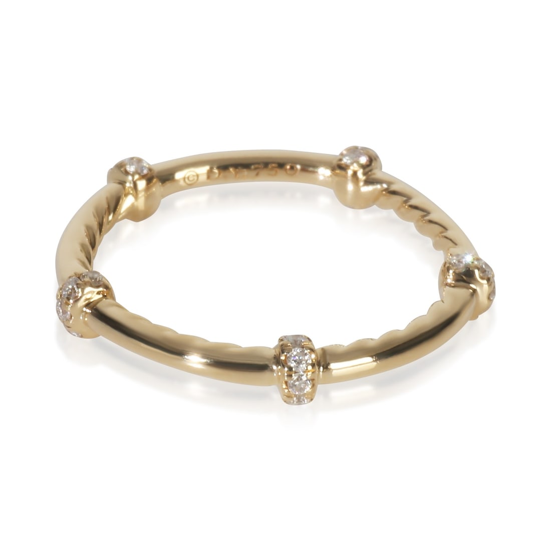 18k Yellow Gold Cable Stacking Ring with Diamonds by David Yurman (1 of 4)
