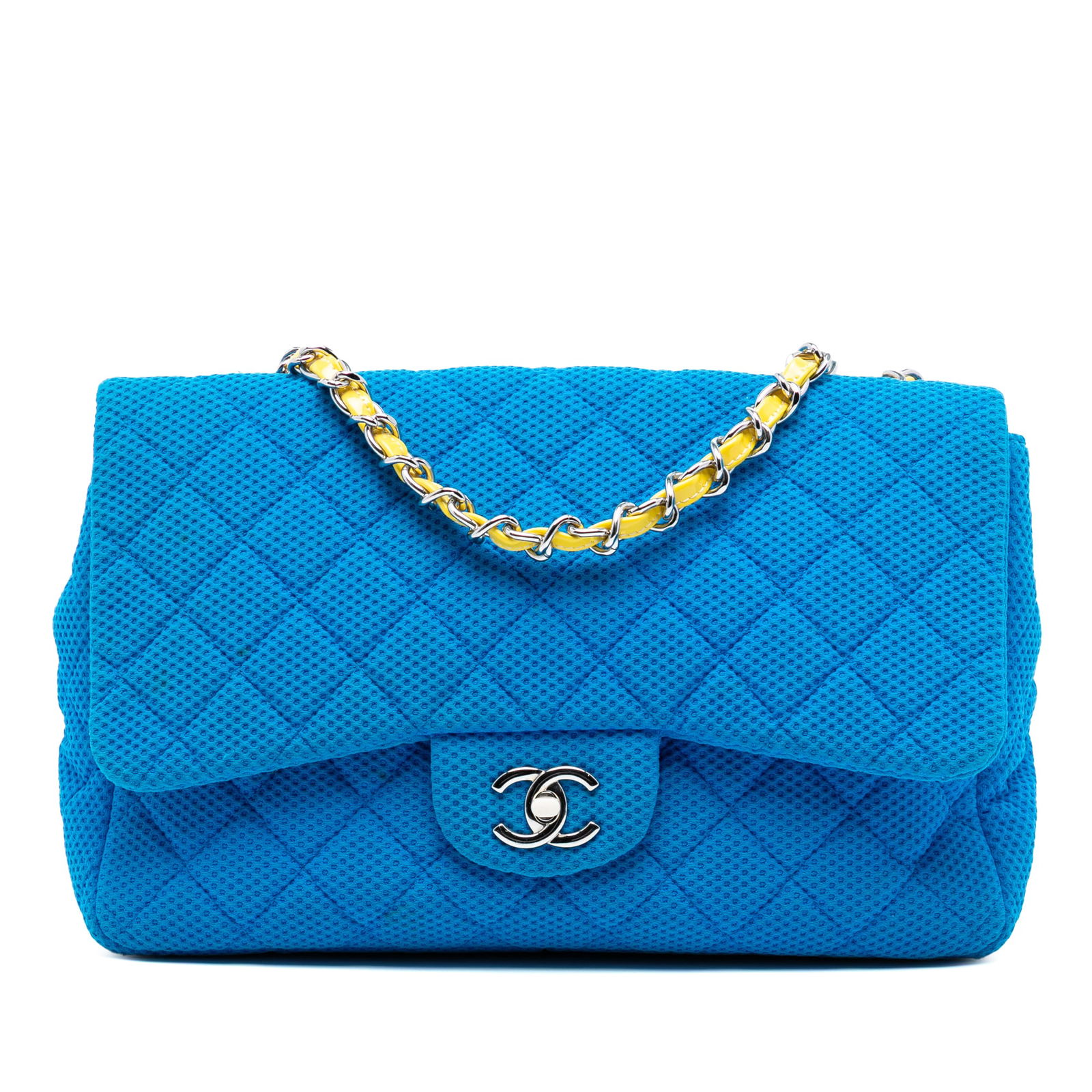 Blue Chanel Medium Perforated Jersey Single Flap Shoulder Bag (1 of 6)
