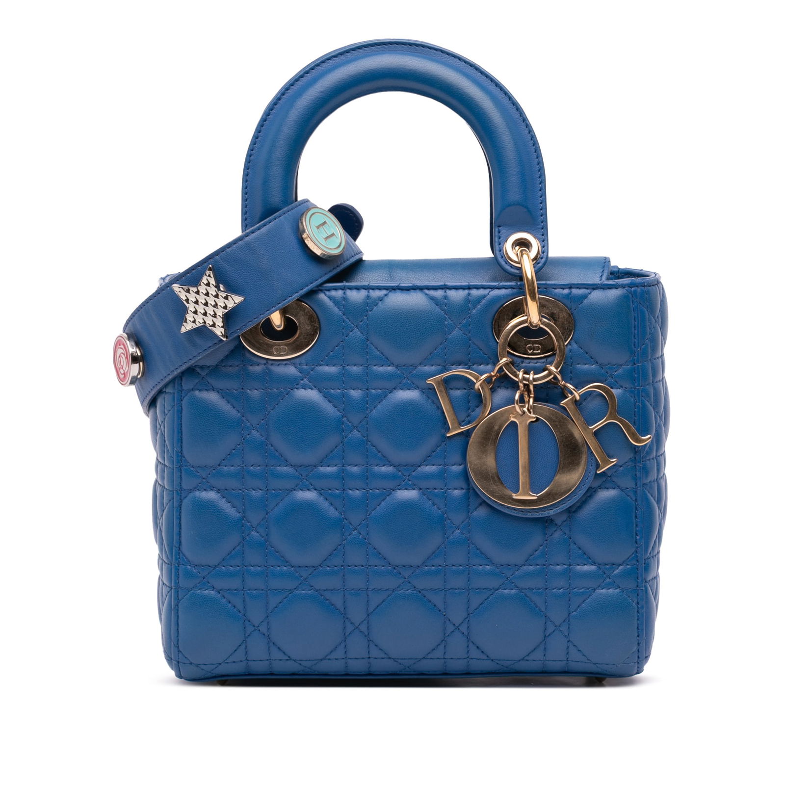 Dior Small Lambskin Cannage MyABCDior Lady Dior Blue Bag: Dior Small Lambskin Cannage MyABCDior Lady Dior Blue Bag Introducing the Small Lambskin Cannage MyABCDior Lady Dior, a luxurious bag crafted from soft quilted lambskin leather in a striking blue hue.