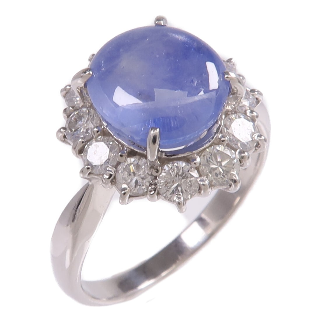 PT900 Platinum Star Sapphire and Diamond Ring Size 7.25: PT900 Platinum Star Sapphire and Diamond Ring Size 7.25 This elegant ring features a captivating star sapphire as its centerpiece, set in high-quality Pt900 platinum. The ring is designed in a classic