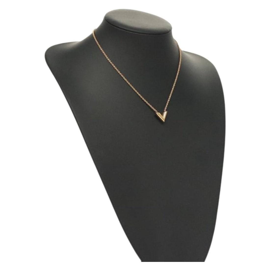 LOUIS VUITTON Essential V Necklace Gold Metal M61083 Italy (1 of 17)