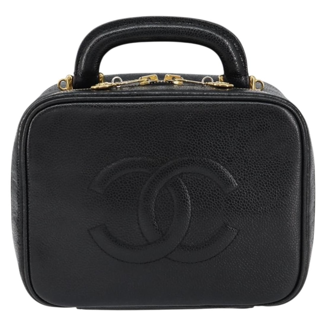 Black Leather Chanel Timeless Vanity Handbag with Zip Closure (1 of 18)