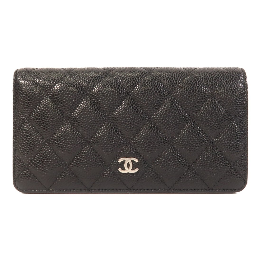 Black Calfskin Classic Bifold Long Wallet by Chanel with Silver CC Logo (1 of 17)