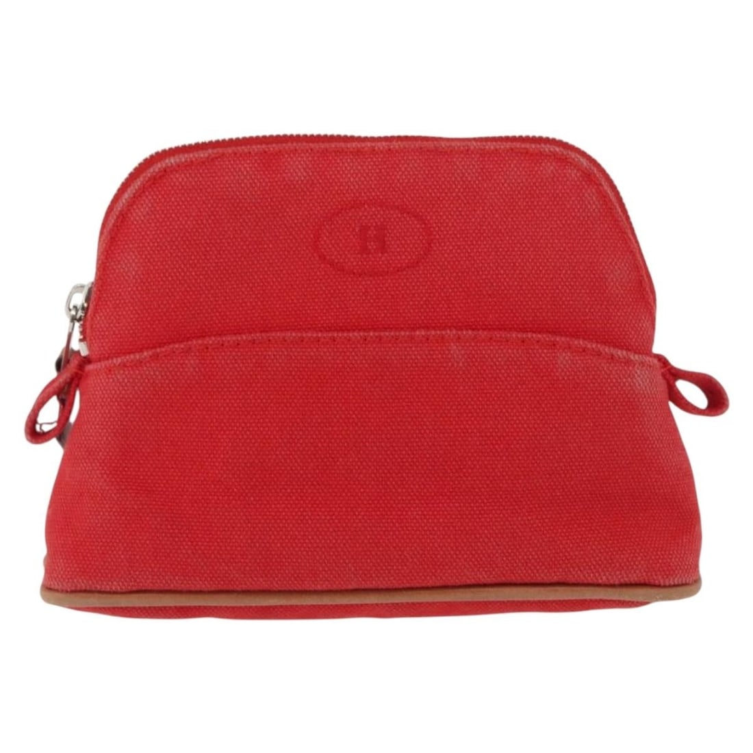 Hermes Red Canvas Bolide Travel Pouch 15cm by 10cm by 4cm: Hermes Red Canvas Bolide Travel Pouch 15cm by 10cm by 4cm This Hermes Bolide Travel Pouch for women is crafted from red canvas with metal fittings. It measures 15cm x 10cm x 4cm and originates from Fr
