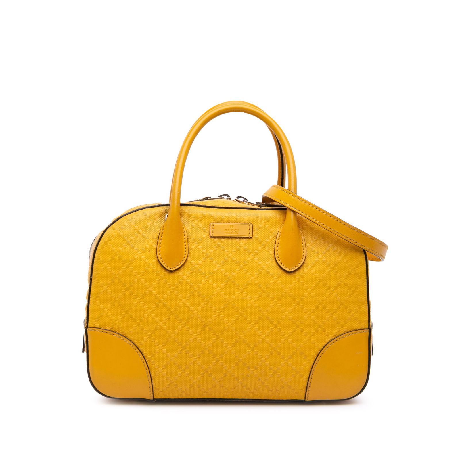 Gucci Diamante Bright Leather Satchel Yellow Italy (1 of 13)