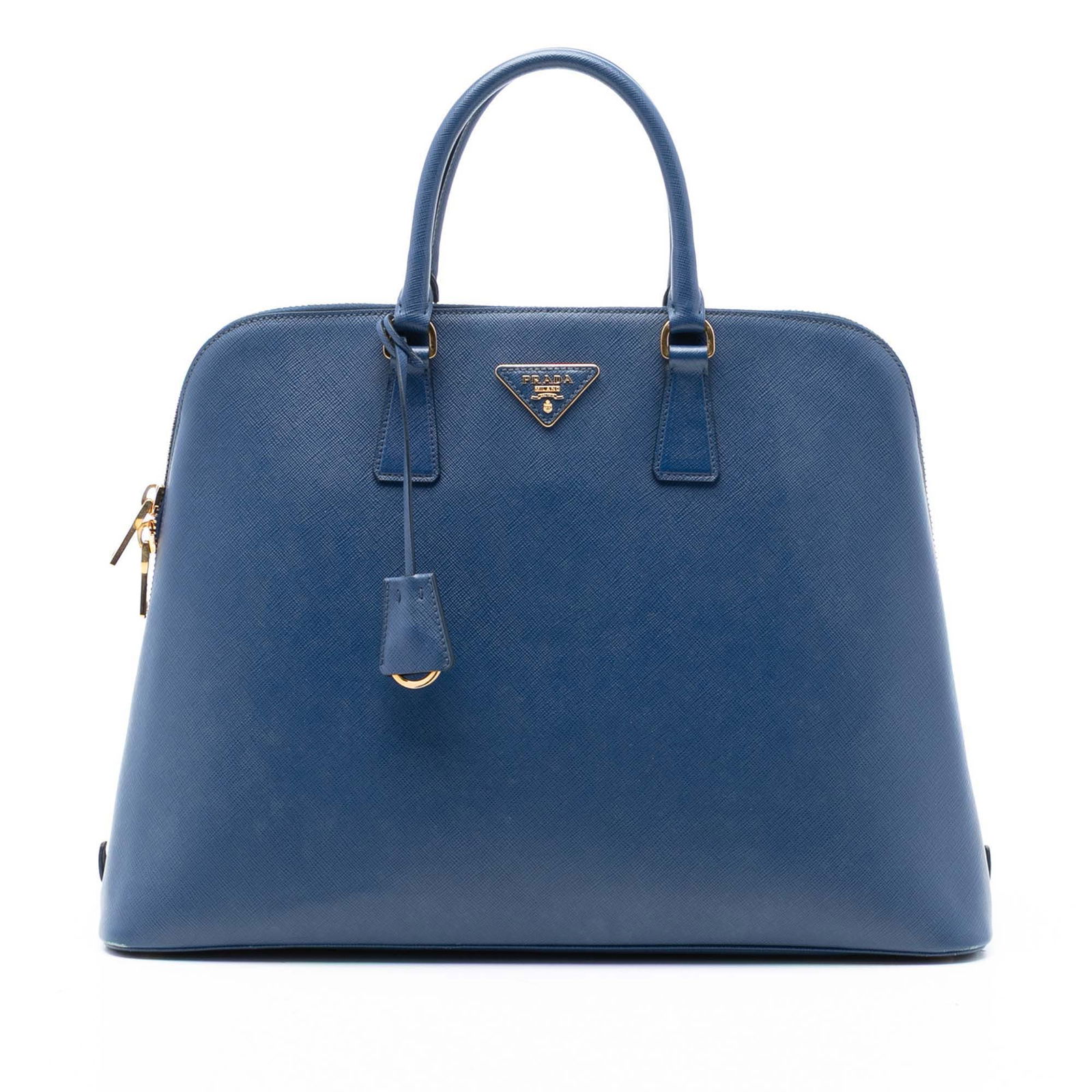 Prada Promenade Satchel Extra Large Saffiano Leather Bag Blue (1 of 8)