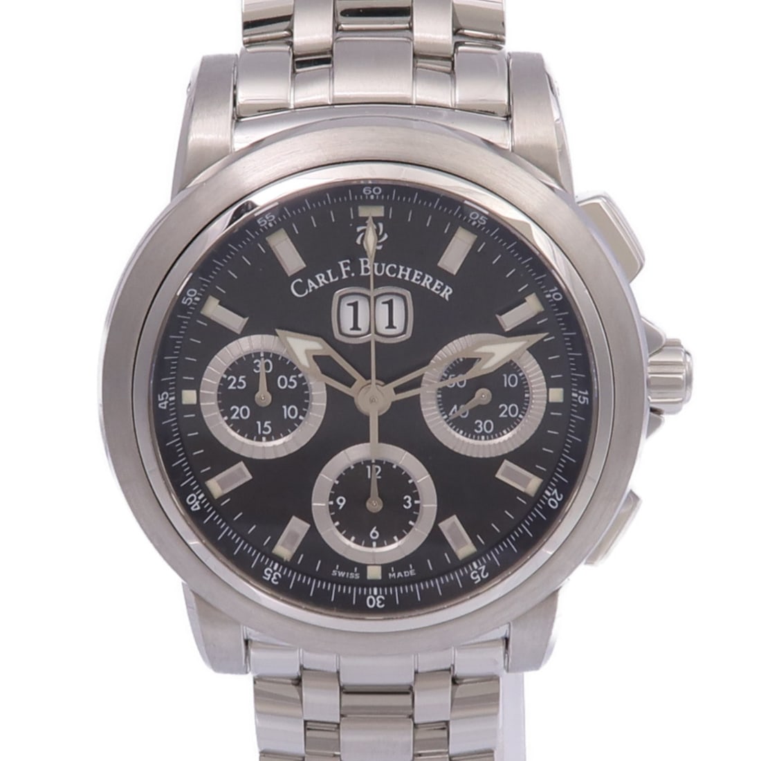 Patravi Chronograph Big Date 4500.620 Stainless Steel Automatic Black Dial Watch (1 of 16)