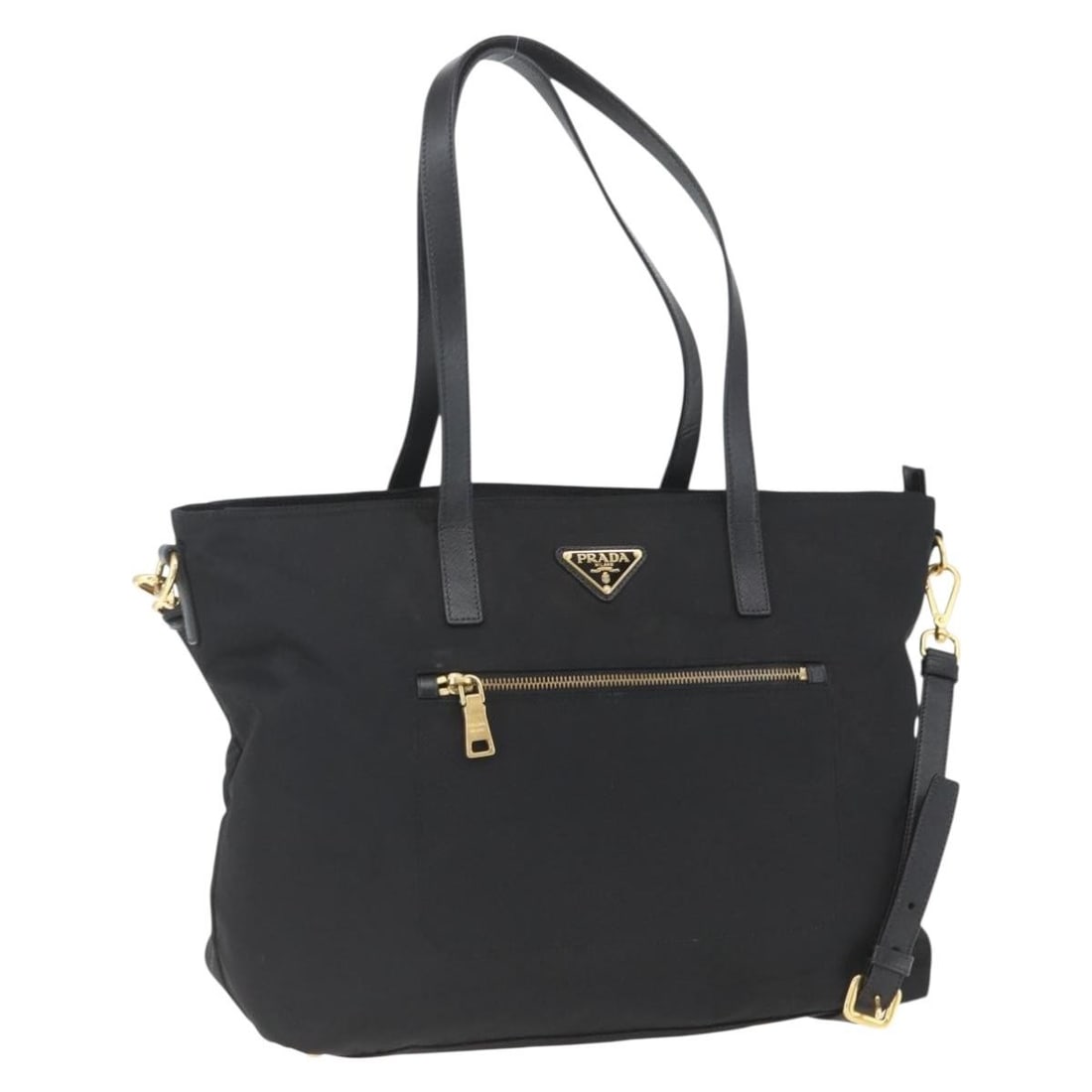 Prada Black Nylon Tote with Gold Details and Two Carrying Options (1 of 18)