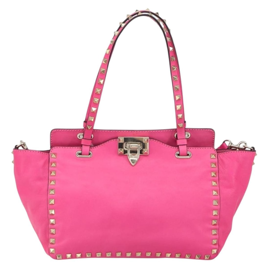 Valentino Garavani Pink Rockstud Leather Tote Bag (1 of 18)