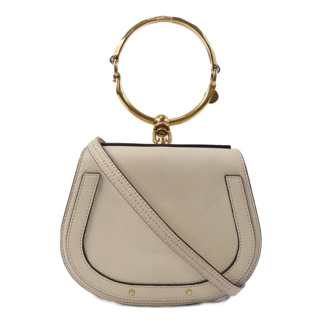 Chloe Nile Cream Calfskin 2 Way Shoulder Bag with Gold Hardware: Chloe Nile Cream Calfskin 2 Way Shoulder Bag with Gold Hardware This Chloe Nile 2-way shoulder bag features calfskin leather in a cream color. It offers versatile carrying options and is crafted in Fr