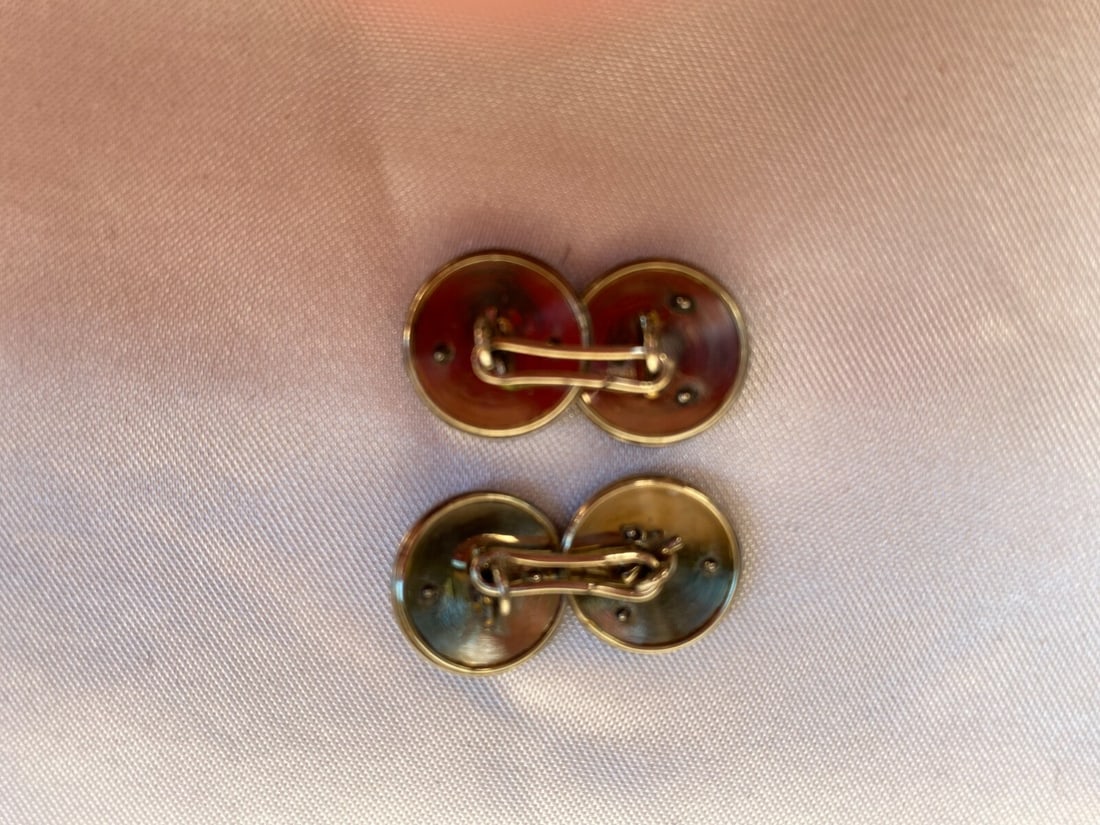 King Farouk Platinum Diamond Enamel Cufflinks by AH Naguib Bey Paris - 5