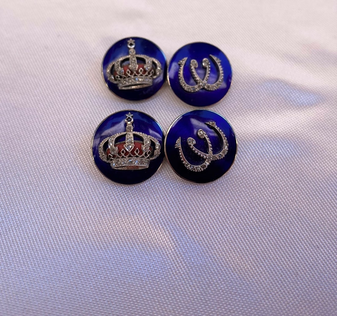 King Farouk Platinum Diamond Enamel Cufflinks by AH Naguib Bey Paris - 6