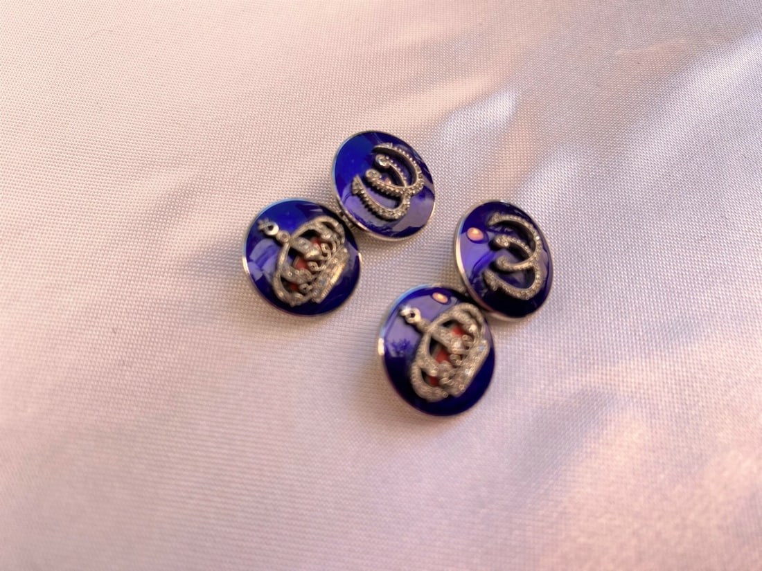 King Farouk Platinum Diamond Enamel Cufflinks by AH Naguib Bey Paris - 7