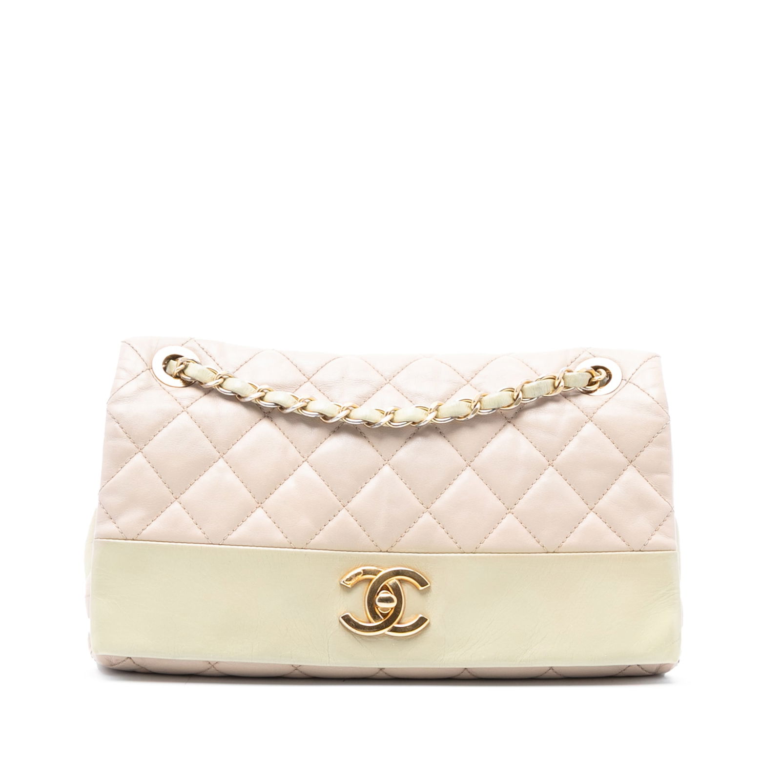 Chanel Soft Elegance White Quilted Calfskin Medium Flap Bag with Chain Strap (1 of 8)